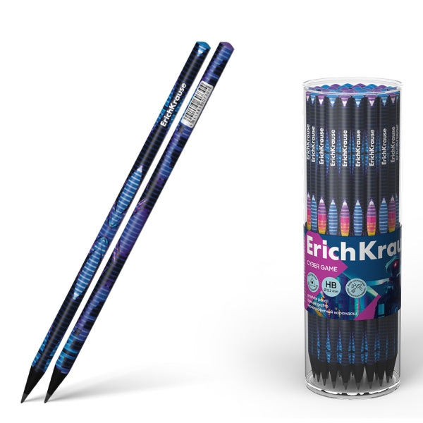 Erichkrause Cyber ??Game Lapiz de Grafito Triangular HB - Mina de 2.2mm - 2 Diseños Surtidos - Cantidad: 42