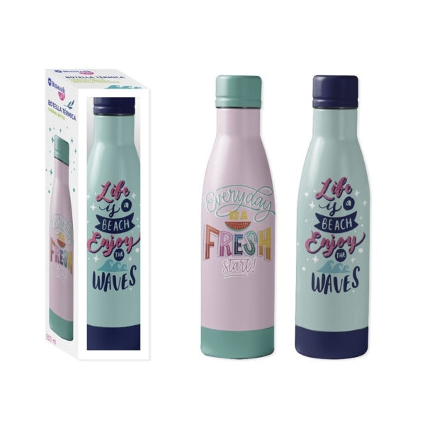 Bismark Botella Termica 500ml - Aislamiento de Vacio de Doble Pared - Tapon Hermetico - 2 Modelos Diferentes - Cantidad: 6