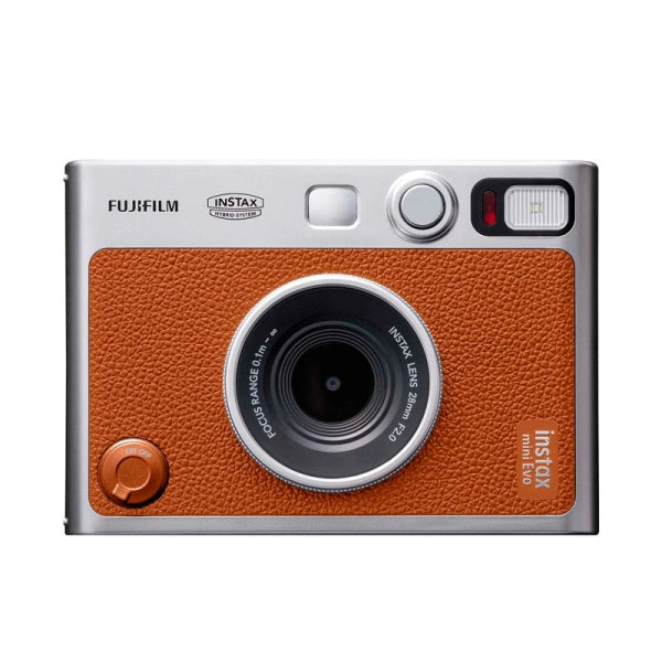 Fujifilm Instax Mini EVO Camara Instantanea Hibrida - Tamaño de Imagen 62x46mm -Espejo para Selfies - Exposicion Automatica - Color Marron