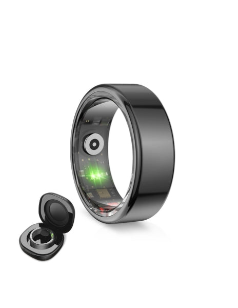 Ksix Saturn Anillo Inteligente - Autonomia Hasta 3 Dias - Actividad y Salud - Monitor de Sueño - 5ATM - Talla L (Talla 11) - Color Negro