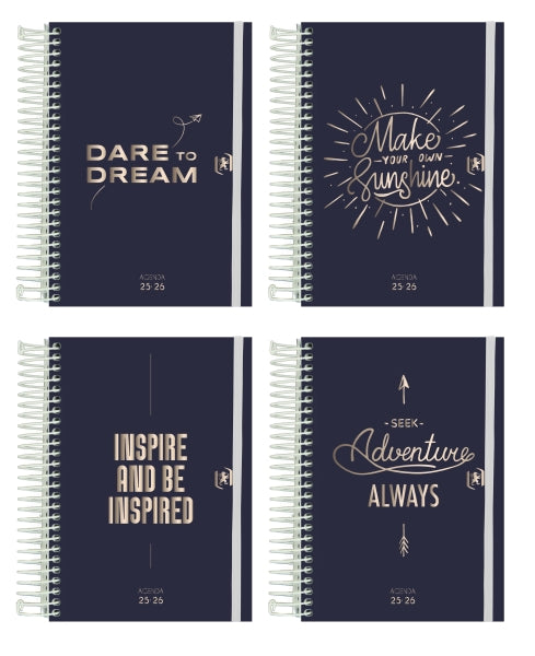 Oxford So Chic Agenda Escolar 25/26 Espiral Dia Pagina - Tamaño 8º - Tapa Extradura - Esquinas Microperforadas - Espacio para Notas - Cierre con Goma - Diseños Surtidos - Cantidad: 8