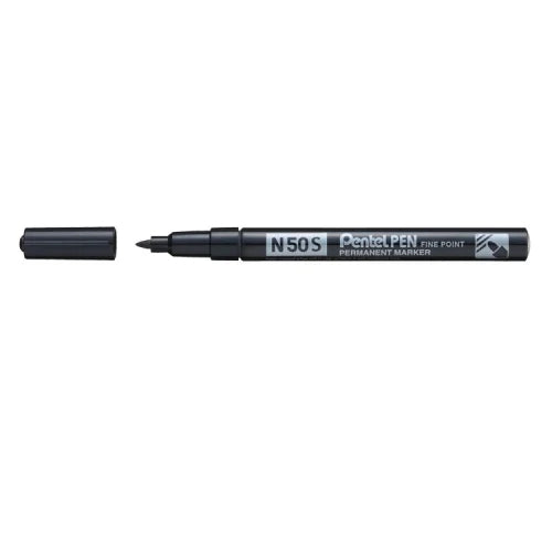 Pentel Pen N50S Rotulador Permanente - Punta Fina 3.18mm - Resistente a Agua y Luz - Color Negro - Cantidad: 12