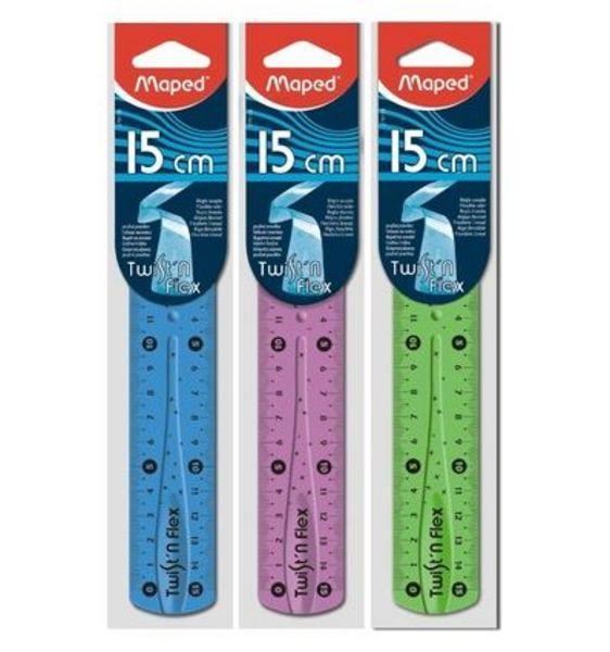 MAPED REGLA TWIST´N FLEX DECORADA DOBLE GRADUACIÓN 15 CM COLORES SURTIDOS