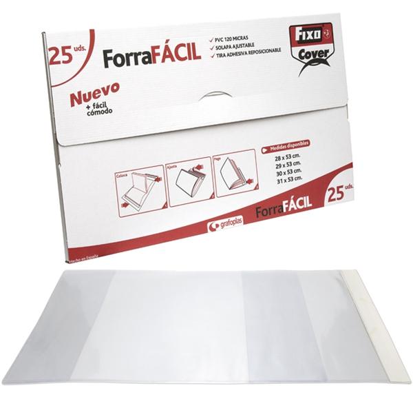 GRAFOPLÁS FORRO LIBROS SIN ADHESIVO SOLAPA AJUSTABLE 120 MICRAS PVC 0,28X0,53M TRANSPARENTE ENVASE DE 25