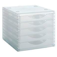 ARCHIVO 2000 MÓDULO ARCHIVOTEC 5 CAJONES VÁLIDO PARA FORMATO DIN A4, FÓLIO Y SUBCARPETA 340X270X260 MM CRISTAL TRASLÚCIDO