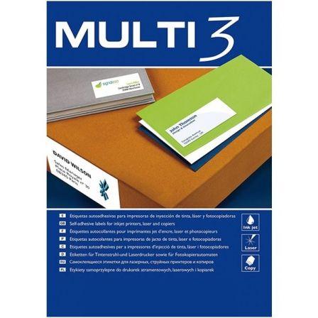 MULTI-3 ETIQUETAS ADHESIVAS 99,1X38,1MM INKJET/LÁSER C/ROMOS 14 X 100H BLANCO