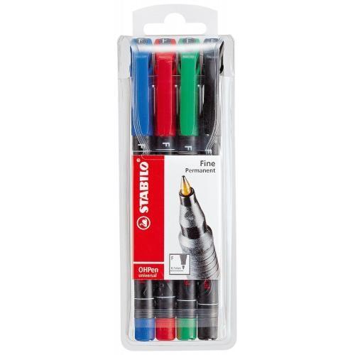 STABILO ROTULADORES PERMANENTES OHPEN UNIVERSAL PUNTA FINA C/SURTIDOS ESTUCHE 4 UD