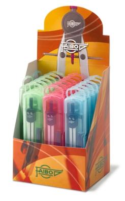 FAIBO COMPÁS 133MM EN ESTUCHE DE PLÁSTICO -COLORES SURTIDOS-
