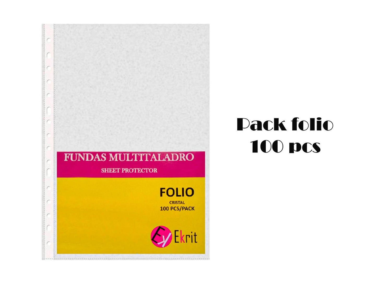 EKRIT FUNDAS MULTITALADRO 16 PP CRISTAL FOLIO 80 MICRAS - BOLSA 100U-
