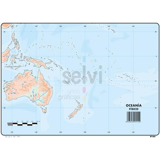 SELVI MAPA MUDO FÍSICO DE OCEANIA A4 -50U-