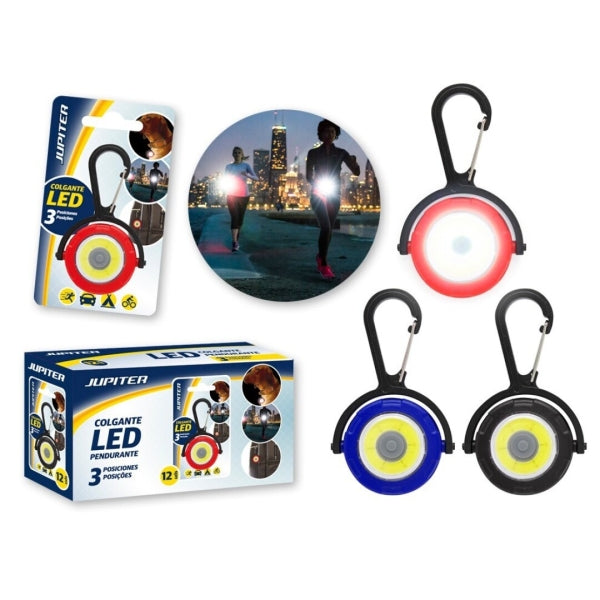 Jupiter Luz LED Colgante 120 Lumens - 3 Posiciones: Fija, Baja Intensidad e Intermitente - Colores Surtidos - Cantidad: 12