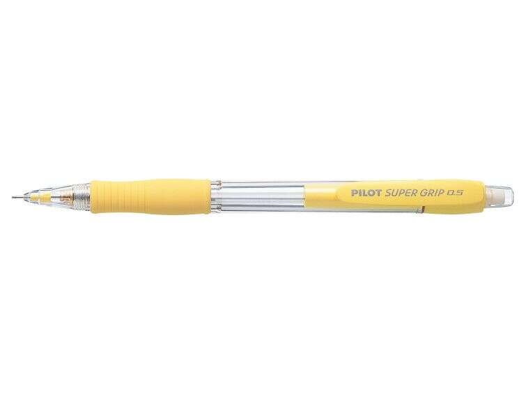 Pilot Portaminas SuperGrip H185 - Trazo 0.5mm - Mina HB - Cuerpo Amarillo - Cantidad: 12
