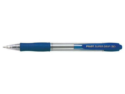 Pilot Boligrafo de Bola Retractil SuperGrip - Punta Redonda 1.0mm - Trazo 0.27mm - Tinta de Aceite - Grip Ergonomico - Color Azul - Cantidad: 12