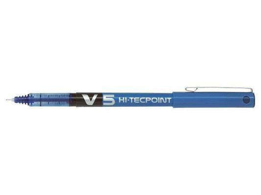 Pilot Boligrafo de tinta liquida V5 HI-Tecpoint Rollerball - Punta fina de aguja 0.5mm - Trazo 0.3mm - Color Azul - Cantidad: 12