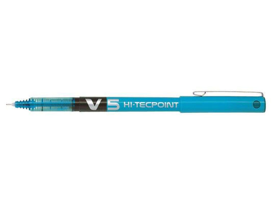 Pilot Boligrafo de tinta liquida V5 HI-Tecpoint Rollerball - Punta fina de aguja 0.5mm - Trazo 0.3mm - Color Azul Claro - Cantidad: 12