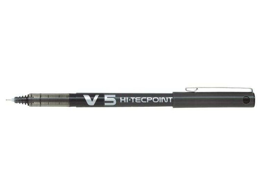 Pilot Boligrafo de tinta liquida V5 HI-Tecpoint Rollerball - Punta fina de aguja 0.5mm - Trazo 0.3mm - Color Negro - Cantidad: 12
