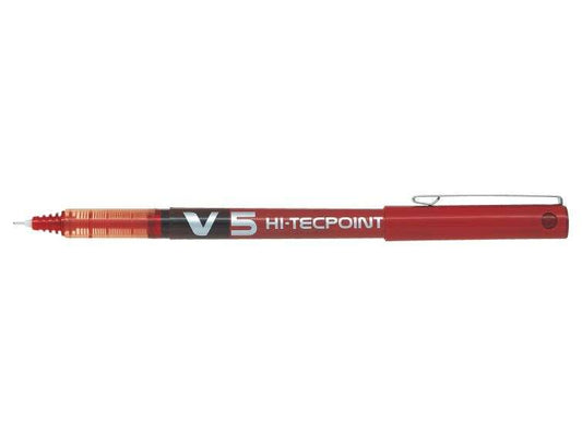 Pilot Boligrafo de Tinta Liquida V5 HI-Tecpoint Rollerball - Punta Fina de Aguja 0.5mm - Trazo 0.3mm - Color Rojo - Cantidad: 12
