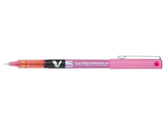 Pilot Boligrafo de tinta liquida V5 HI-Tecpoint Rollerball - Punta fina de aguja 0.5mm - Trazo 0.3mm - Color Rosa - Cantidad: 12