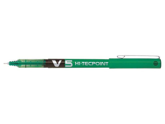 Pilot Boligrafo de Tinta Liquida V5 HI-Tecpoint Rollerball - Punta Fina de Aguja 0.5mm - Trazo 0.3mm - Color Verde - Cantidad: 12