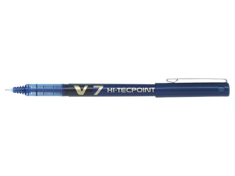 Pilot Boligrafo de Tinta Liquida V7 HI-Tecpoint Rollerball - Punta Fina de Aguja 0.7mm - Trazo 0.5mm - Color Azul - Cantidad: 12