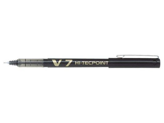 Pilot Boligrafo de tinta liquida V7 HI-Tecpoint Rollerball - Punta fina de aguja 0.7mm - Trazo 0.5mm - Color Negro - Cantidad: 12