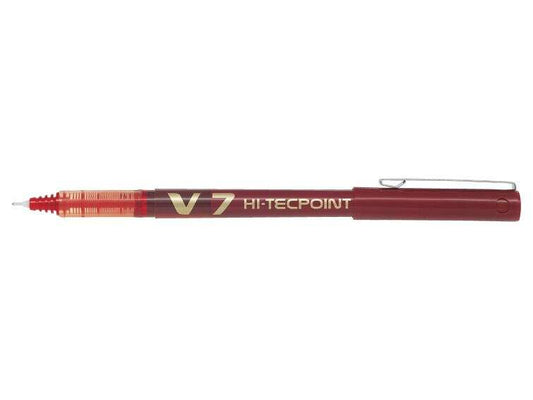 Pilot Boligrafo de tinta liquida V7 HI-Tecpoint Rollerball - Punta fina de aguja 0.7mm - Trazo 0.5mm - Color Rojo - Cantidad: 12