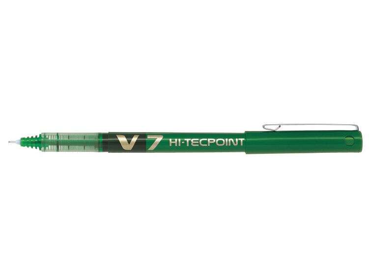 Pilot Boligrafo de Tinta Liquida V7 HI-Tecpoint Rollerball - Punta Fina de Aguja 0.7mm - Trazo 0.5mm - Color Verde - Cantidad: 12
