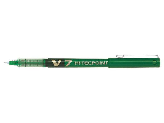 Pilot Boligrafo de Tinta Liquida V7 HI-Tecpoint Rollerball - Punta Fina de Aguja 0.7mm - Trazo 0.5mm - Color Verde - Cantidad: 12