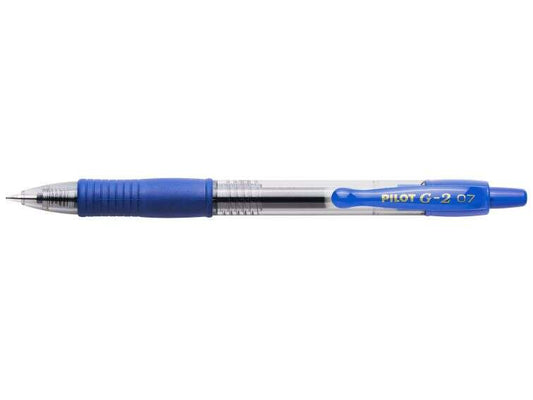 Pilot Boligrafo de Gel G2 Rollerball Retractil - Recargable - Punta de Bola Redonda 0.7mm - Trazo 0.32mm - Grip Ergonomico - Color Azul - Cantidad: 12
