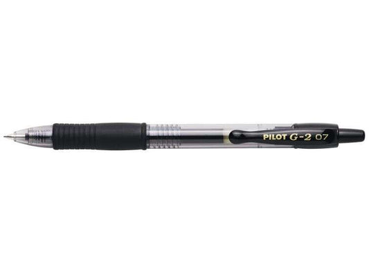 Pilot Boligrafo de Gel G2 Rollerball Retractil - Recargable - Punta de Bola Redonda 0.7mm - Trazo 0.32mm - Grip Ergonomico - Color Negro - Cantidad: 12