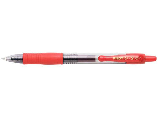 Pilot Boligrafo de Gel G2 Rollerball Retractil - Recargable - Punta de Bola Redonda 0.7mm - Trazo 0.32mm - Grip Ergonomico - Color Rojo - Cantidad: 12