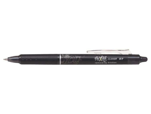 Pilot Frixion Clicker Boligrafo de Gel Borrable Retractil - Punta de Bola 0.7mm - Trazo 0.4mm - Grip Ergonomico - Color Negro - Cantidad: 12