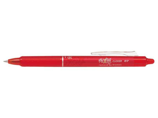 Pilot Frixion Clicker Boligrafo de Gel Borrable Retractil - Punta de Bola 0.7mm - Trazo 0.4mm - Grip Ergonomico - Color Rojo - Cantidad: 12