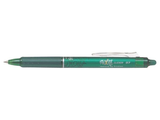 Pilot Frixion Clicker Boligrafo de Gel Borrable Retractil - Punta de Bola 0.7mm - Trazo 0.4mm - Grip Ergonomico - Color Verde - Cantidad: 12