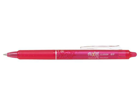 Pilot Frixion Clicker Boligrafo de Gel Borrable Retractil - Punta de Bola 0.7mm - Trazo 0.4mm - Grip Ergonomico - Color Rosa - Cantidad: 12