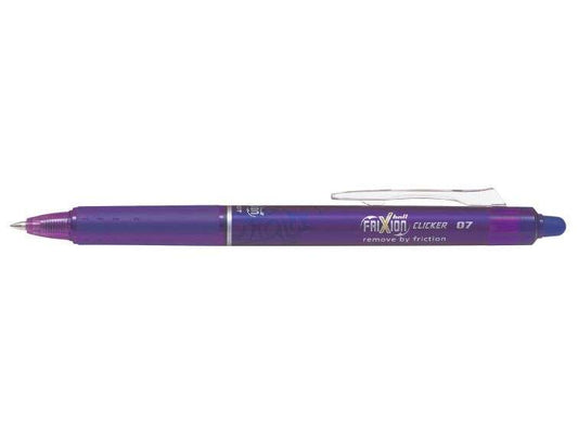 Pilot Frixion Clicker Boligrafo de Gel Borrable Retractil - Punta de Bola 0.7mm - Trazo 0.4mm - Grip Ergonomico - Color Violeta - Cantidad: 12