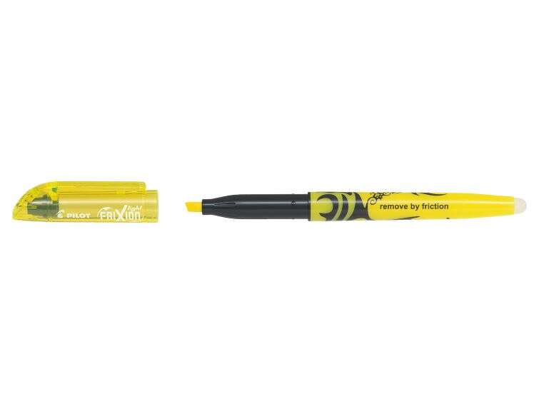 Pilot Frixion Light Rotulador Fluorescente Borrable - Punta de Fibra Biselada - Trazo de 1 a 3.5mm - Color Amarillo - Cantidad: 12