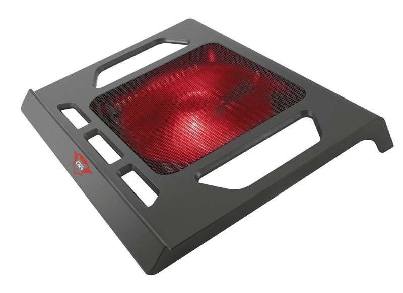 Trust Gaming GXT 220 Kuzo Base de Refrigeracion para Portatil hasta 17.3" - Ventilador Silencioso con Iluminacion Roja - Color Negro