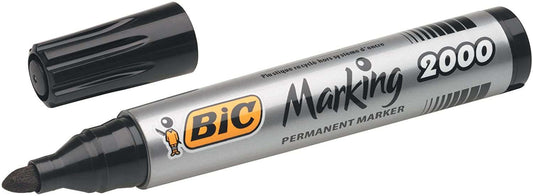 Bic Marking 2000 Ecolutions Rotulador Permanente - Tinta con Base de Alcohol - Ecologico - Secado Rapido - Color Negro - Cantidad: 12