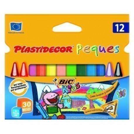 Bic Kids Plastidecor Peques Caja de 12 Lapices de Cera Triangulares - Ideal Niños Pequeños - Textura