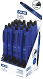 Milan Compact Expositor de 20 Boligrafos de Bola Retractiles - Punta Redonda 1mm - Cuerpo Azul/Negro - Color Azul