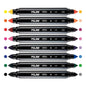 Milan Pack de 8 Rotuladores Maxi Bicolor Doble Punta - Punta Conica 7.5mm - Tinta al Agua - Lavable - Colores Surtidos