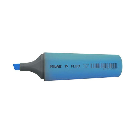 Milan Marcador Fluorescente - Punta Biselada 1 - 4.8mm - Color Azul - Cantidad: 12
