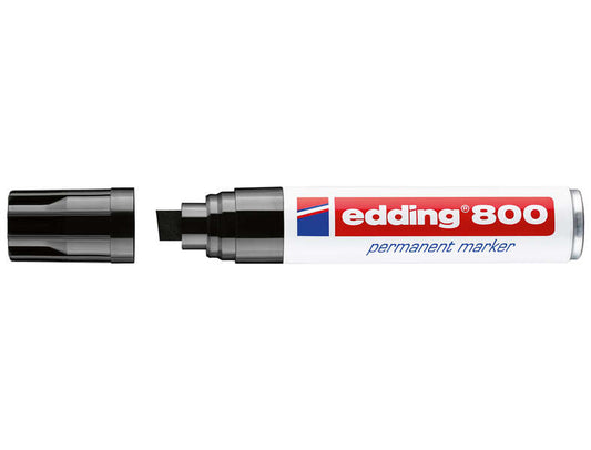 Edding 800 Rotulador Permanente - Punta Biselada - Trazo entre 4 y 12 mm. - Recargable - Secado Instantaneo - Color Negro - Cantidad: 5