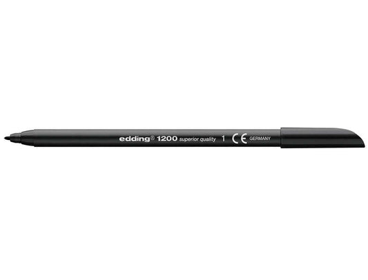 Edding 1200 Rotulador - Punta Redonda - Trazo entre 0.5 y 1 mm. - Tinta con Base de Agua - Color Negro - Cantidad: 10