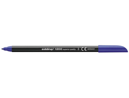 Edding 1200 Rotulador - Punta Redonda - Trazo entre 0.5 y 1 mm. - Tinta con Base de Agua - Color Azul - Cantidad: 10
