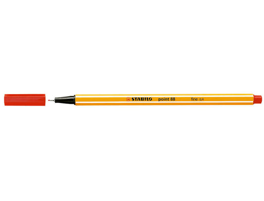 Stabilo Point 88 Rotulador de Punta Fina de Fibra - Trazo de 0.4 mm - Tinta con Base de Agua - Color Rojo - Cantidad: 10