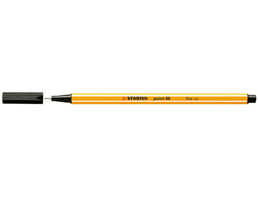 Stabilo Point 88 Rotulador de Punta Fina de Fibra - Trazo de 0.4 mm - Tinta con Base de Agua - Color Negro - Cantidad: 10