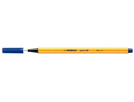 Stabilo Point 88 Rotulador de Punta Fina de Fibra - Trazo de 0.4 mm - Tinta con Base de Agua - Color Azul Oscuro - Cantidad: 10