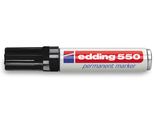 Edding 550 Rotulador Permanente - Punta Redonda - Trazo entre 3 y 4 mm. - Recargable - Secado Rapido - Color Negro - Cantidad: 10